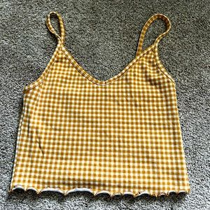 Pacsun yellow and white plaid tank top